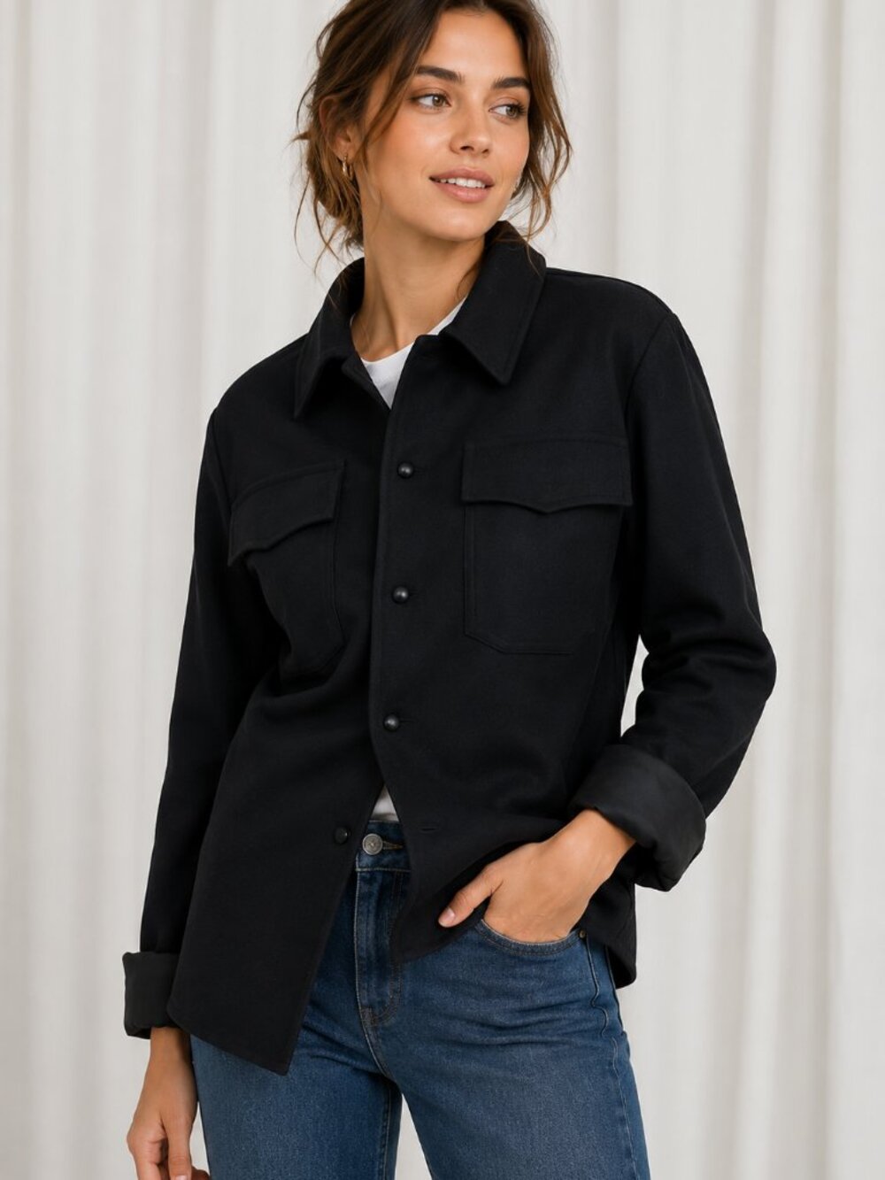 BALENCIAGA Women's Black Wool Long-Sleeve Button-Down Coat Jacket 38/6 S